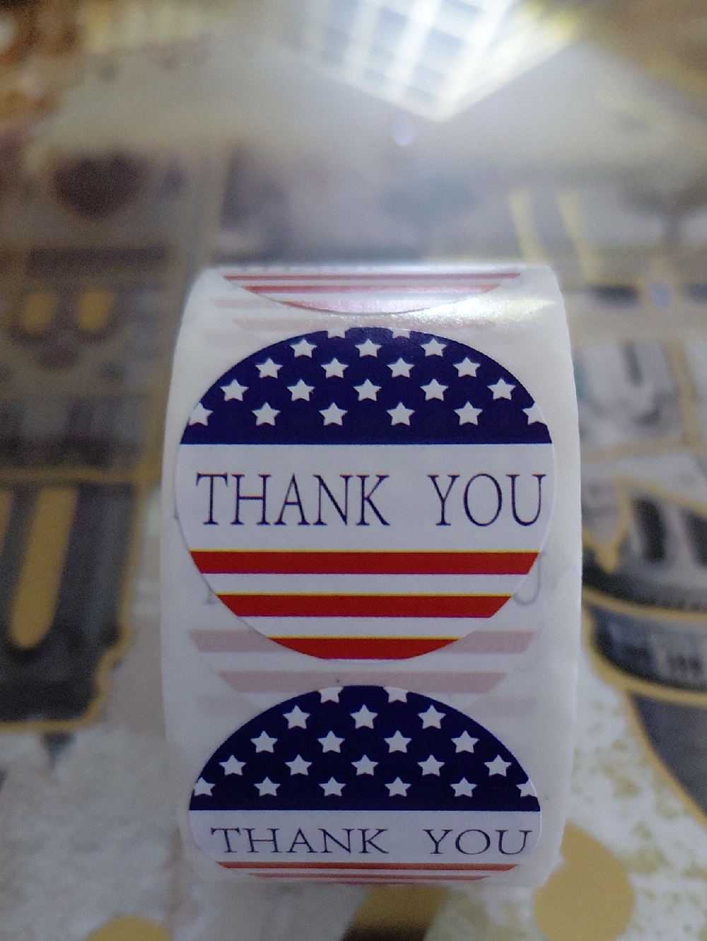 500ct. Patriotic Blue Red White Thank You Stickers -Bonus Random 3 Polymailers - Picture 4 of 4